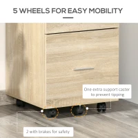 Vinsetto Mobile Filing Cabinet, Vertical File Cabinet with 2 Drawers, Wheels, for Letter or A4 File, Natural(m-7)