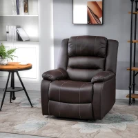 HOMCOM Vibrating Massage PU Leather Recliner Chair, Footrest with Remote Control, 8 Massaging Points, Dark Brown(m-10)