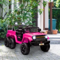 Qaba 12V 4WD/2WD Kids Electric Car w/ Remote Control, Spring Suspension, Back Trailer, Light, Music, Soft Start, Pink(m-8)