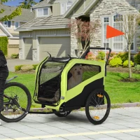 Aosom 2-in-1 Dog Bike Trailer for Large Dogs, Green(m-1)