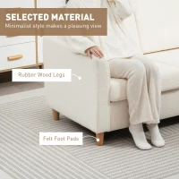 HOMCOM 2-Seat Sofa Two-Seater Couch with Armrests and Wood Legs for Living Room, Bedroom, Cream White(m-5)