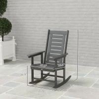 Outsunny 2 Pieces Outdoor Rocking Chairs, HDPE Patio Rockers with 28" High Back, Wide Armrests for Porch Backyard, Dark Gray(m-3)
