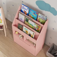 HOMCOM Kids Bookcase with Storage Drawer for Books, Reading Nook, for Classroom, Bedroom, Playroom, Pink(m-10)