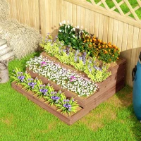 Outsunny 4-Tier Raised Garden Bed, Vertical Wooden Elevated Planter Box Kit with Liner for Vegetable, Flower, Herb, Dark Brown(m-9)