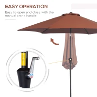 Outsunny 8.5FT Patio Umbrella, Round Garden Parasol with 6 Ribs, Market Sunshade Tilt Canopy w/ Crank Handle for Outdoor, Coffee(m-4)