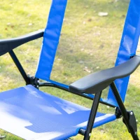 Outsunny Folding Patio Dining Chairs Set of 2, Outdoor Deck Chair with Removable Headrest, Camping Chair with Adjustable Sling Back for Garden, Backyard, Lawn, Blue(m-9)