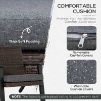 Outsunny 4 Pieces Patio Furniture Set, All Aluminum Frame Outdoor Sofa Set PE Rattan Sofa with 2 Cushioned Sofas, 1 Loveseat and Coffee Table with Tempered Glass Top for Garden, Backyard, Black, Grey(m-5)