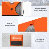 Outsunny 2-3 Person Insulated Ice Fishing Shelter, Pop up Ice Fishing Tent with Windows, Vents and Carry Bag, for Low-Temp -22℉(m-10)