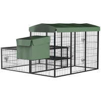 PawHut 79in Large Metal Chicken Coop, Outdoor Hen House Poultry Duck Goose Cage with Water-Resistant Canopy, Run, Nesting Box, Lockable Doors, Green(m-11)