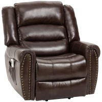 HOMCOM Dual Motor Electric Power Lift Recliner Chair for Elderly with Massage, PU Leather Reclining Chair with Side Pocket, Remote Control with USB Interface, Brown(m-11)
