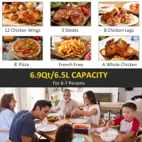 HOMCOM Air Fryer, 1700W 6.9 Quart Air Fryers Oven with Digital Display, 360° Air Circulation, Adjustable Temperature, Timer and Nonstick Basket for Oil Less or Low Fat Cooking, Black(m-6)