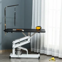 PawHut Pet Grooming Table, Height Adjustable Dog Grooming Table with Arm, Noose and Non-Slip Grooming Table, Black(m-8)