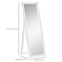 HOMCOM 58" x 20" Full Length Mirror with Frame, Floor Standing Mirror, Rectangular Full Body Mirror for Bedroom, Living Room, White(m-3)