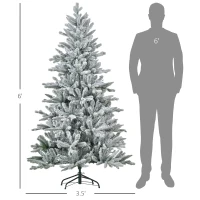 HOMCOM 6ft Artificial Flocked Christmas Tree with Snow Tips, Easy Assembly, Hinged Xmas Tree for Home Office Holiday(m-3)