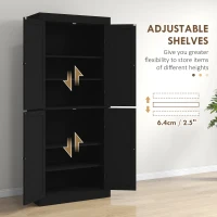 HOMCOM 72" Kitchen Cabinet, Pantry Storage Cabinet with Doors and Shelves, Freestanding Food Pantry Cabinet, Black Wood Grain(m-5)