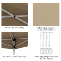 Outsunny 13' x 13' Pop Up Canopy Tent with Height Adjustable, Carry Bag for Outdoor, Garden, Patio, Beige(m-7)