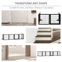 PawHut Wooden Freestanding Pet Gate w/ 2 Support Feet, Black(m-5)