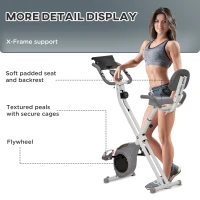 Soozier Folding Exercise Bike, Indoor Stationary Bike with 8-Level Magnetic Resistance and LCD Monitor, for Cardio Workout, Grey(m-5)