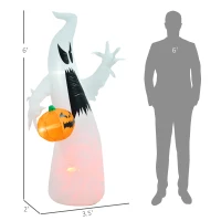 HOMCOM 5.9' Halloween LED Yard Decor Ghost with Pumpkin, Blow Up Inflatable Outdoor Decoration, Waterproof(m-3)
