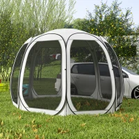 Outsunny 11' x 11.5' Screen Tent, Pop Up Camping Gazebo with Portable Carry Bag and 2 Doors, Cream White(m-8)