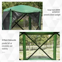 Outsunny Pop-Up Tent, Foldable Screen Tent with Carry Bag, Zippered Door and Ground Stakes, Fits 3-4 People, Green(m-4)