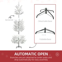 HOMCOM 7 Foot Snow Flocked Artificial Christmas Tree with 240 Fir Realistic Branches, Auto Open, Green(m-7)