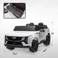 Qaba 2-Seater 12V 10AH Ride on Truck, Cadillac Escalade Licensed Electric Car for Kids w/ Spring Suspension Wheels, White(m-3)