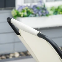 Outsunny Garden Rocking Chair, Outdoor Indoor Sling Fabric Rocker for Patio, Balcony, Porch, Cream White(m-7)