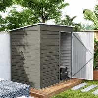 Outsunny 6' x 4' Outdoor Garden Shed, Metal Storage Shed with Lockable Door and Gloves for Backyard Garden Patio, Light Gray(m-9)