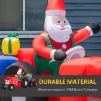 Outsunny 9ft Christmas Inflatables Outdoor Decorations Santa Claus Driving Trailer with Colorful Gift Boxes, Blow-Up LED Yard Christmas Decor for Lawn Garden Party(m-5)