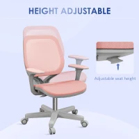 Vinsetto Office Chair, Small Computer Desk Chair with Mesh Back, Swivel Castors, Arm, Pink(m-5)