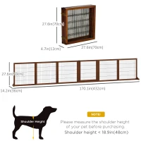 PawHut Wooden Pet Gate, Dog Safety Barrier, Freestanding Foldable Fence, w/ 6 Panels, 2 Support Feet, for House Doorway Stairs, Small & Medium Dogs, Coffee(m-3)