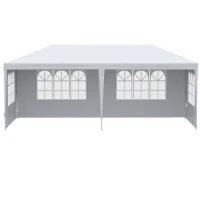 Outsunny Large 20' x 10' Gazebo Canopy Party Tent with 4 Removable Window Side Walls, Outdoor Events - White(m-11)