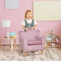 Qaba Kids Sofa, Armrest Chair for Preschool, Toddler Couch for Kids Room, Kindergarten, Dutch Velvet, Eucalyptus Wood, Purple(m-8)