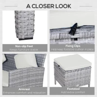 Outsunny 5 Piece Patio Furniture Set, Outdoor Dining Table Set with L-Shaped Sectional Sofa, 2 Ottomans, Outside Conversation Set with Cushions, Throw Pillows, Beige(m-7)