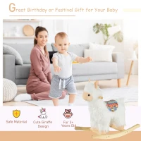 Qaba Kids Ride-On Rocking Horse Toy Llama Style Rocker Soft Plush Fabric for Children 3+ Years(m-4)