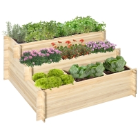 Outsunny 3-Tier Raised Garden Bed with 9 Grow Grids, Outdoor