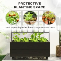Outsunny Raised Garden Bed with Trellis and Wheels, Outdoor Planter Wooden Elevated Garden Bed for Garden, Patio, Balcony(m-4)