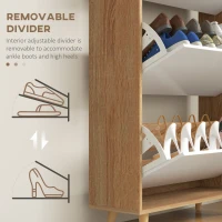 HOMCOM Slim Shoe Storage Cabinet with 3 Flip Drawers and Adjustable Shelves, Shoe Cabinet for 18-24 Pairs, White(m-6)