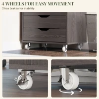 Vinsetto 7-drawer Vertical File Cabinet for Home Office, Storage Cabinet with Wheels, 18.7"x15.6"x35.4", Grey Wood Grain(m-6)