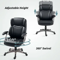 HOMCOM PU Leather High Back Office Chair, Swivel Desk Chair with Tilt Function and Adjustable Height, Black(m-7)