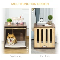 PawHut Furniture Style Dog Crate End Table with Removable Door Panel, Dog Crate Bed with Foam Cushion, Safety Lock, Indoor Use, for Small & Medium Dogs, Brown(m-4)