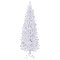 HOMCOM 6ft Tall Pencil Artificial Christmas Tree with 479 Branch Tips with Steel Base, White(m-2)
