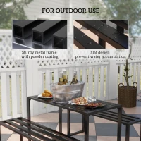Outsunny 3 Pieces Outdoor Metal Picnic Table Set with 2 Benches, for Garden, Patio, Black(m-4)