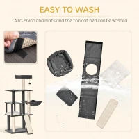 PawHut 58" Cat Tree Huge Kitty Activity Center Cat Climbing Toy Rest Pet Furniture with Sisal Scratching Post Pad Condo Bed Perch Ladder Hanging Ball Dark Grey(m-7)