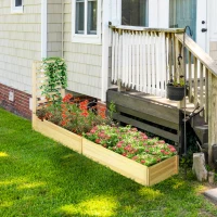 Outsunny Wood Planter Box with Trellis for Climbing Plants, Raised Garden Bed for Outdoor Flowers Herbs, 91"x24"x43", Natural(m-10)