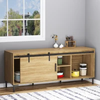 HOMCOM 6FT Antique Sliding Barn Wood Door Hardware Kit Cabinet Closet Hanger Set for Single Door Coffee(m-1)