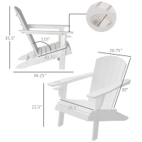 Outsunny Adirondack Chair with Cup Holder, All Weather Patio Chair HDPE Lounger, Fire Pit Seating High Back and Wide Seat for Outdoor, Backyard, Garden, Deck, Lawn, White(m-3)