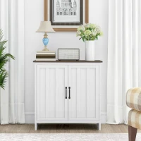 HOMCOM Kitchen Sideboard, Modern Storage Cabinet with Beadboard Doors and Adjustable Shelf for Dining Room, White(m-8)