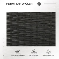 Outsunny Patio Furniture w/ Mid-Table PE Rattan Loveseat w/ Cushion, Black(m-4)